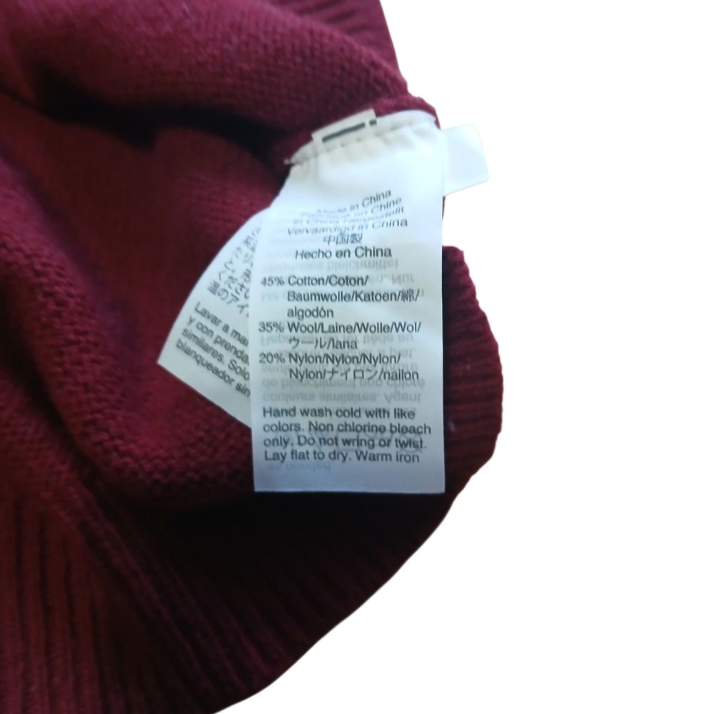 J. Crew Mercentile Women's Size X Small Elegant Burgundy Ruffle Sleeve Wool Top - Picture 4 of 8